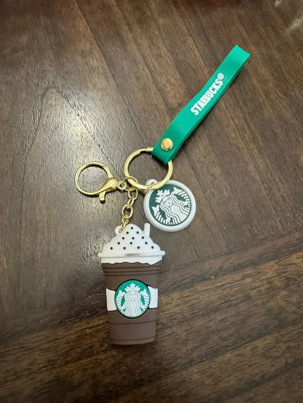 Starbucks keychain mocha cup with whipped cream and green strap